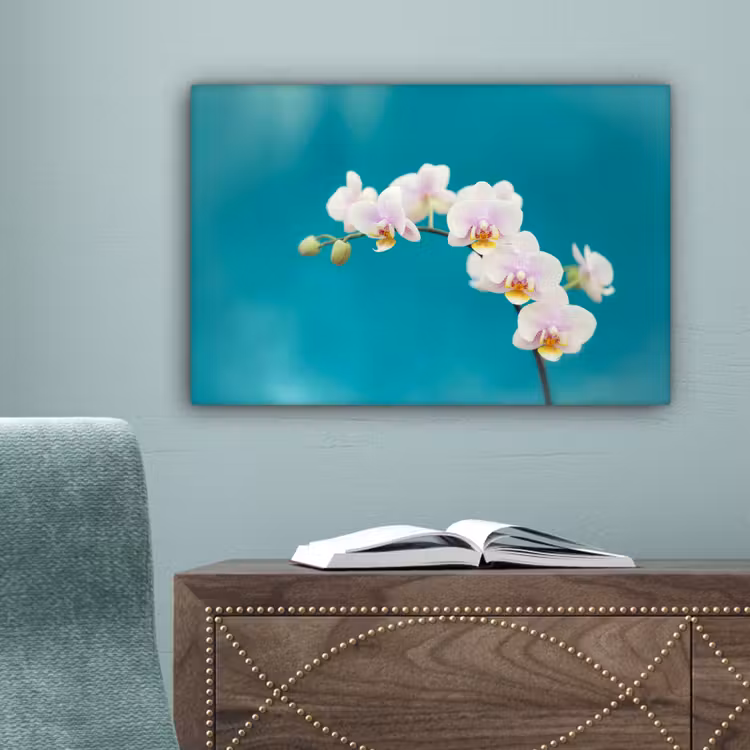 Orchidee - Bloemen - Plant - Wit - Paars canvas 2cm klein -sfeer4
