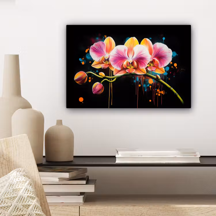 Orchidee - Graffiti - Kleurrijk - Bloemen - Abstract canvas 2cm klein -sfeer6
