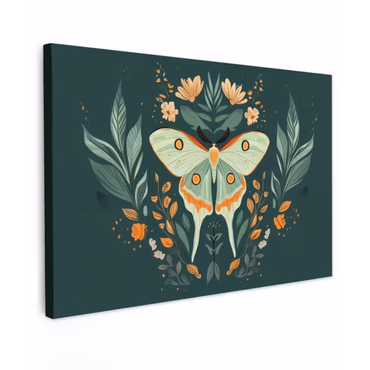 Sierlijk - Vlinder - Groen - Bladeren canvas 2cm klein -z3d