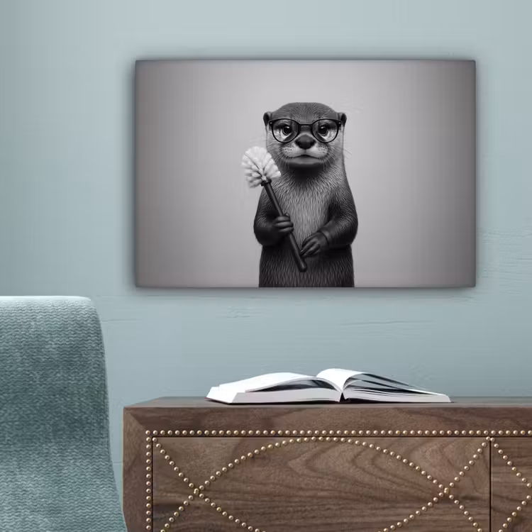 Otter - Wc-borstel - Bril - Zwart - Wit canvas 2cm klein -sfeer4