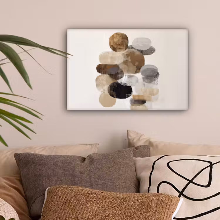 Ovaal - Kleurvlakken - Penseelstreken canvas 2cm klein -sfeer1