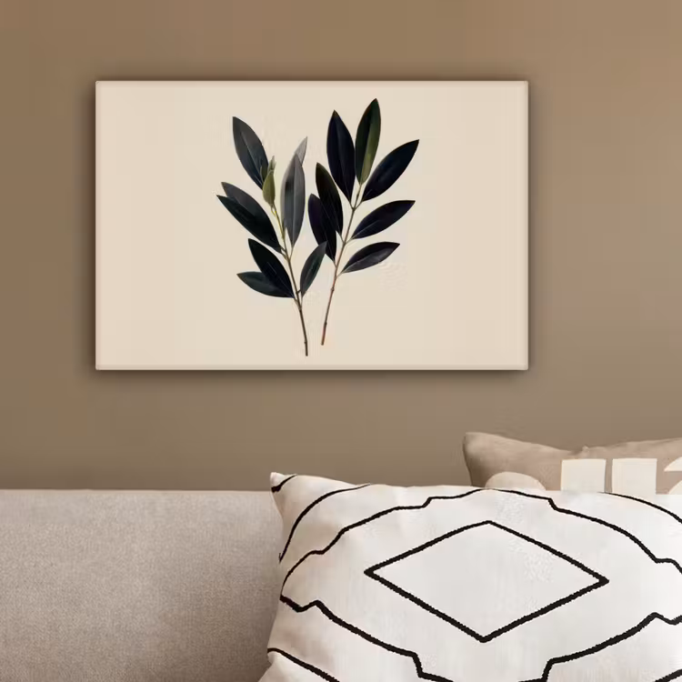 Ovaalvormige bladeren - Diep groen - Symmetrisch canvas 2cm klein -sfeer3