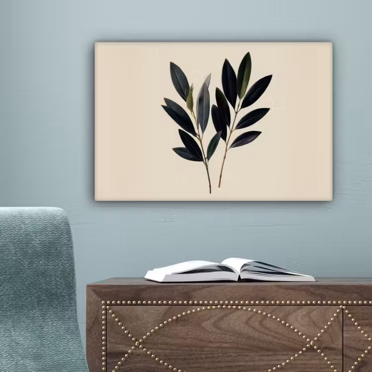 Ovaalvormige bladeren - Diep groen - Symmetrisch canvas 2cm klein -sfeer4