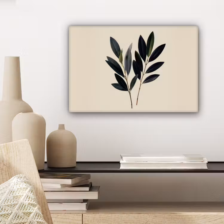 Ovaalvormige bladeren - Diep groen - Symmetrisch canvas 2cm klein -sfeer6