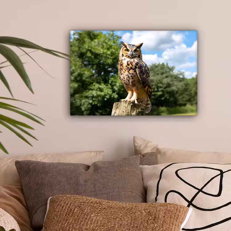 Uil - Boomstronk - Bos - Lucht canvas 2cm klein -sfeer1