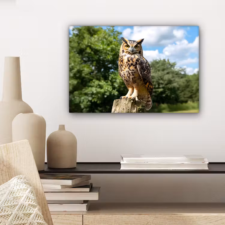 Uil - Boomstronk - Bos - Lucht canvas 2cm klein -sfeer6