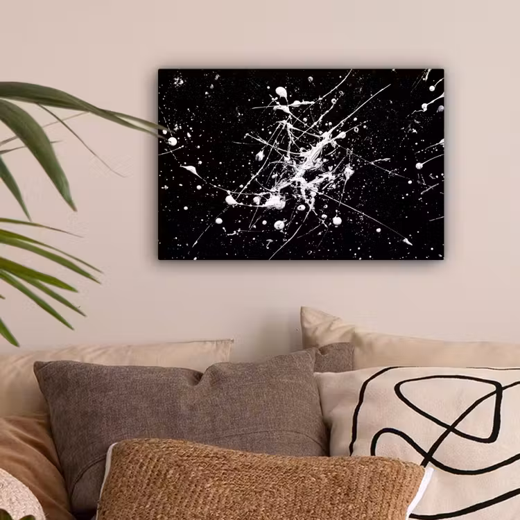 Verfspatten - Wit - Abstract - Explosie canvas 2cm klein -sfeer1