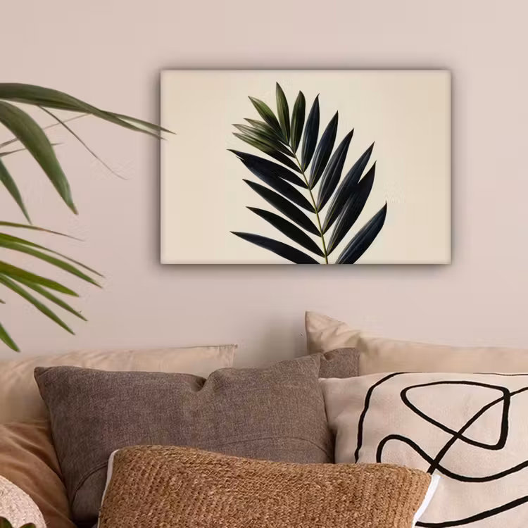 Palmblad - Donkere bladen - Subtiel canvas 2cm klein -sfeer1