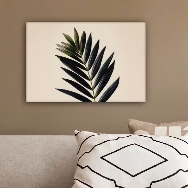 Palmblad - Donkere bladen - Subtiel canvas 2cm klein -sfeer3