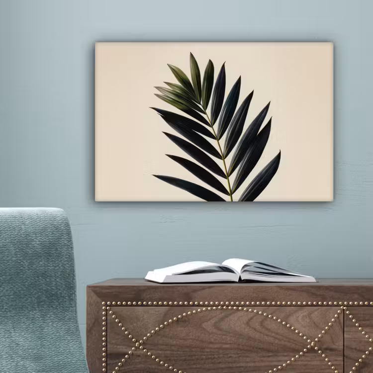 Palmblad - Donkere bladen - Subtiel canvas 2cm klein -sfeer4