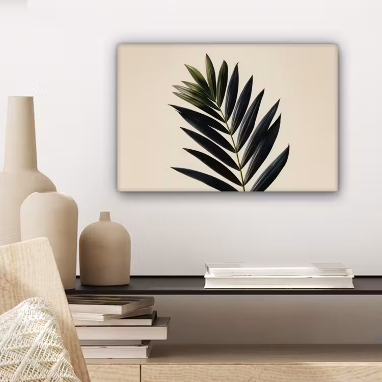 Palmblad - Donkere bladen - Subtiel canvas 2cm klein -sfeer6