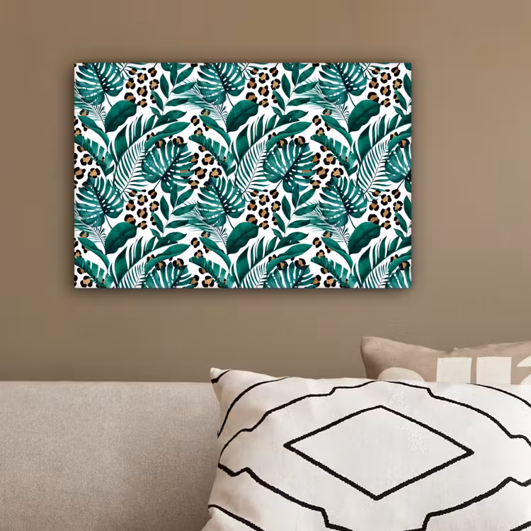 Palmblad - Panterprint - Tropical canvas 2cm klein -sfeer3