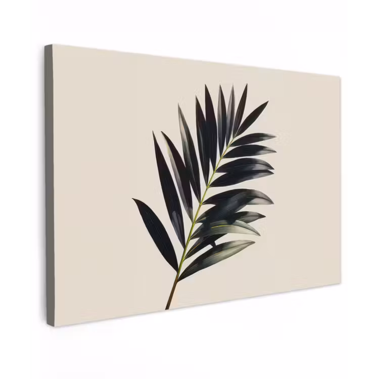 Palmblad - Subtiel - Groen - beige canvas 2cm klein -z3d