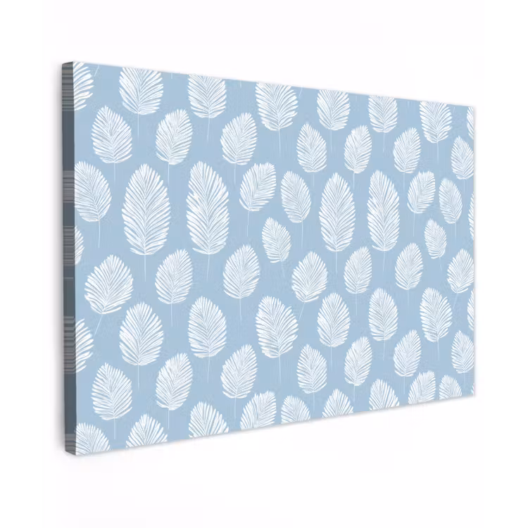 Palmbladeren - Naadloos - Patroon - Pastelblauw canvas 2cm klein 34 -z3d