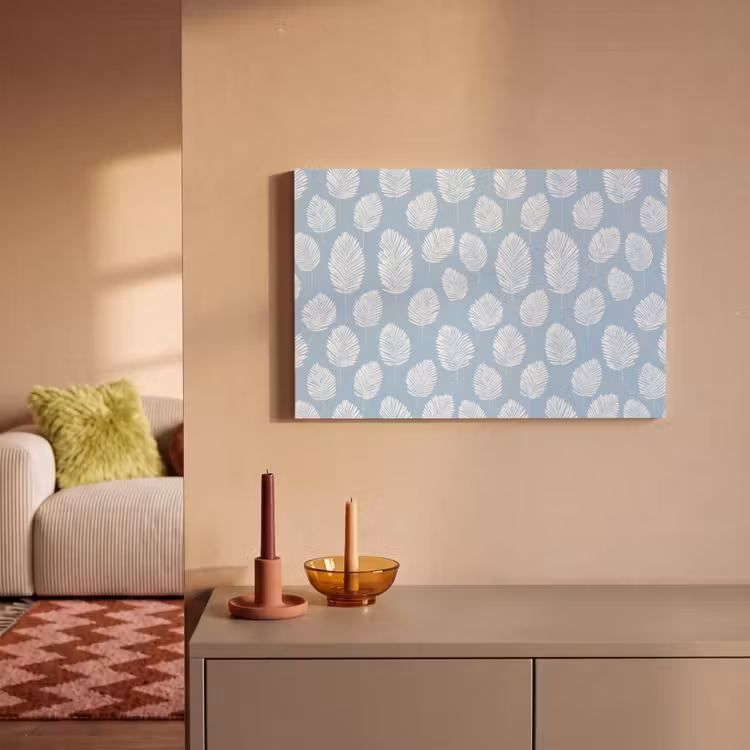 Palmbladeren - Naadloos - Patroon - Pastelblauw canvas 2cm klein 34 -sfeer1
