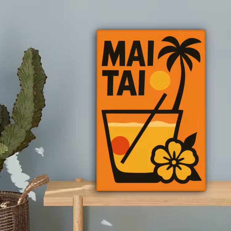 Palmboom - Bloem - Art - Drink canvas 2cm klein -sfeer4