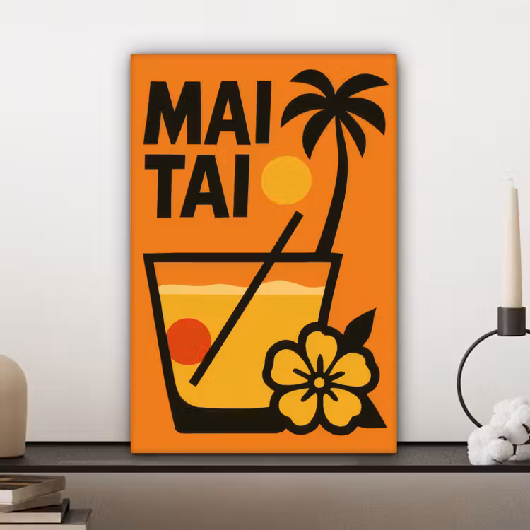 Palmboom - Bloem - Art - Drink canvas 2cm klein -sfeer6