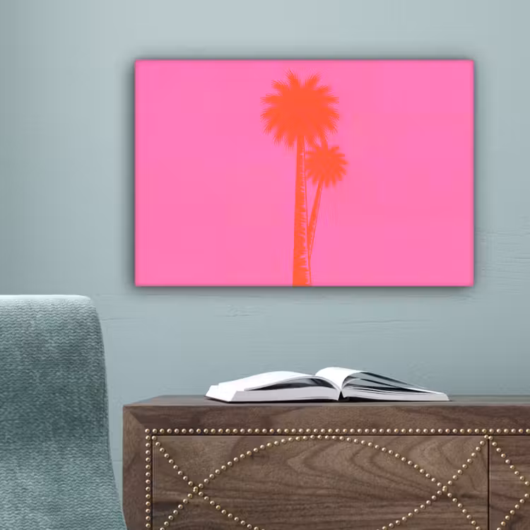 Palmbomen - Modern - Roze canvas 2cm klein -sfeer4