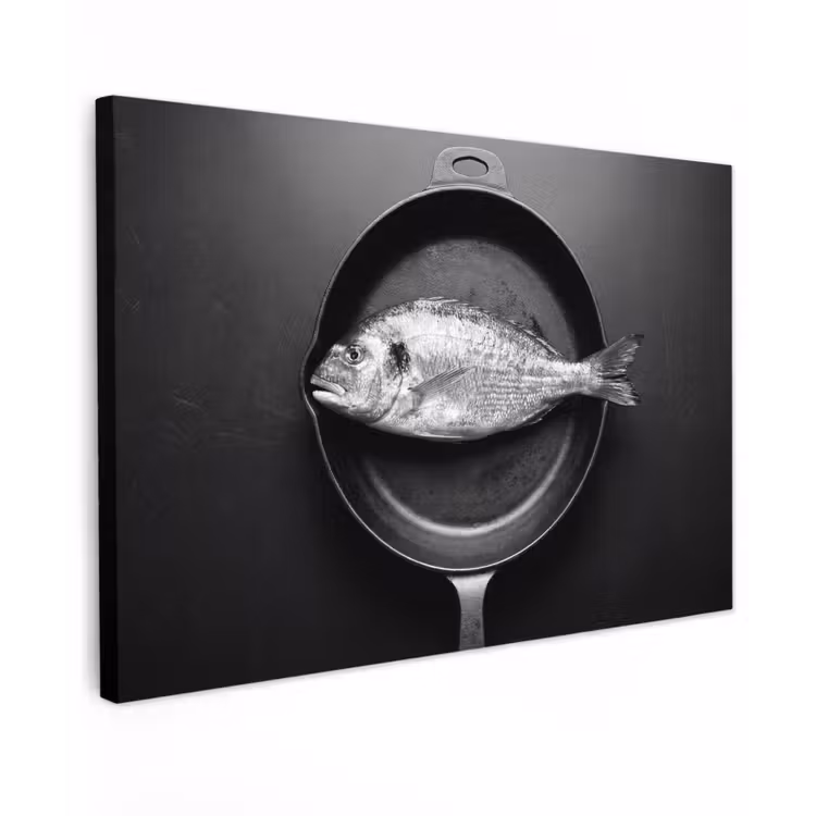 Pan - Vis - Zwart - Wit canvas 2cm klein -z3d