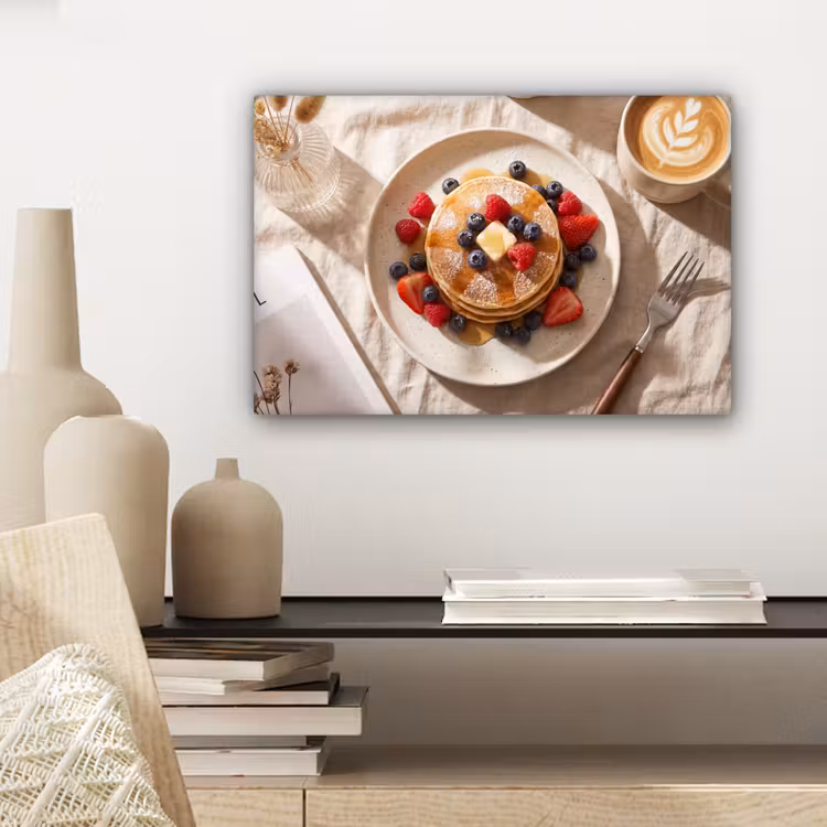 Pannenkoeken - Bessen - Ontbijt - Modern - Beige canvas 2cm klein -sfeer6