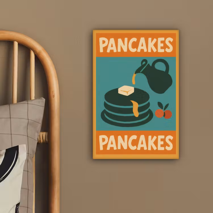 Pannenkoeken - Siroop - Illustratie - Oranje canvas 2cm klein -sfeer3