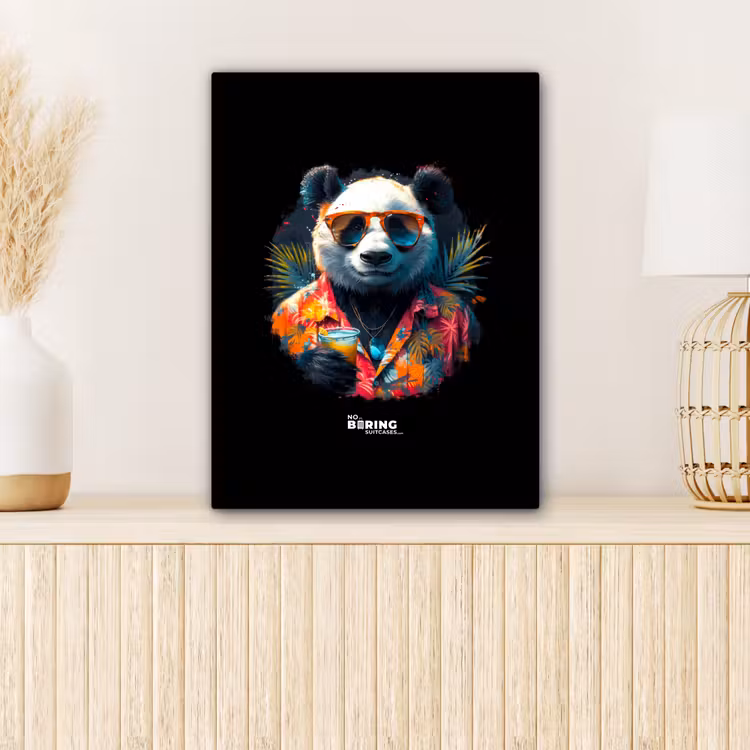 Panda als tropische straatkunst canvas 2cm klein -sfeer5