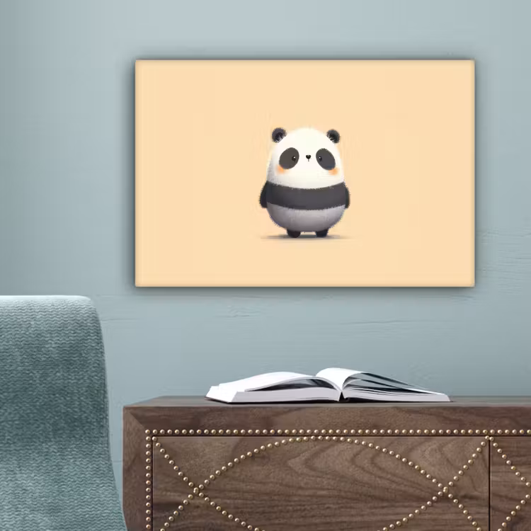 Panda - Beige - Minimalistisch canvas 2cm klein -sfeer4