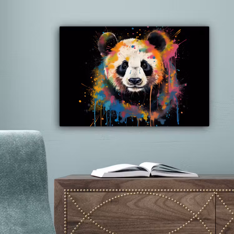 Panda - Graffiti - Dieren - Zwart - Kleuren canvas 2cm klein -sfeer4