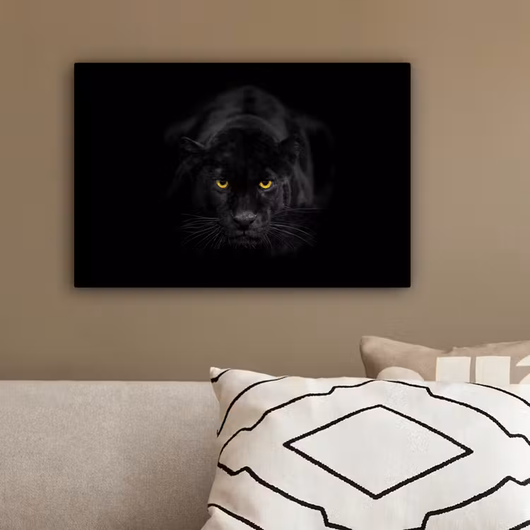Panter - Dieren - Zwart - Ogen canvas 2cm klein -sfeer3