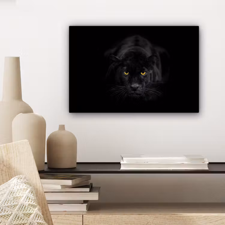 Panter - Dieren - Zwart - Ogen canvas 2cm klein -sfeer6