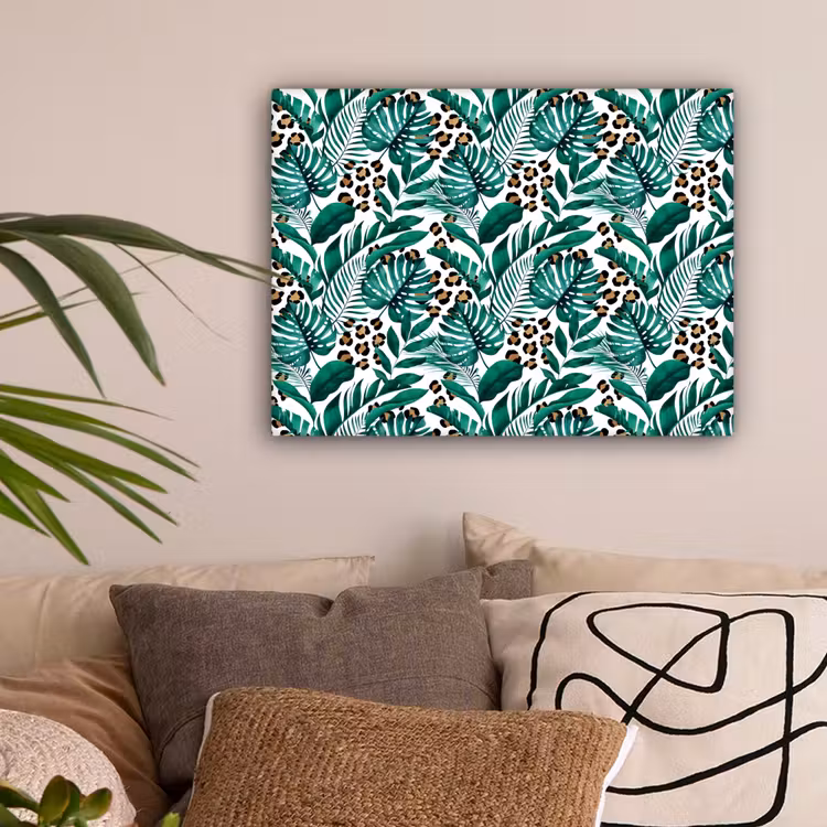 Inductie beschermer - Panterprint - Bladeren - Jungle - Afdekplaat voor kookplaat canvas 2cm klein -sfeer1