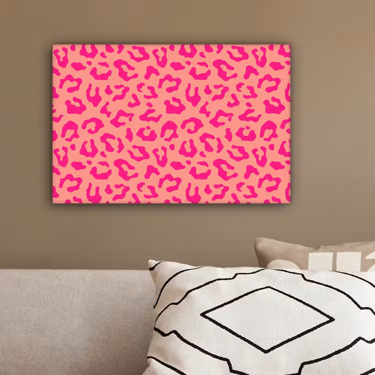 Panterprint - Roze - Dierenprint - Minimalistisch canvas 2cm klein -sfeer3