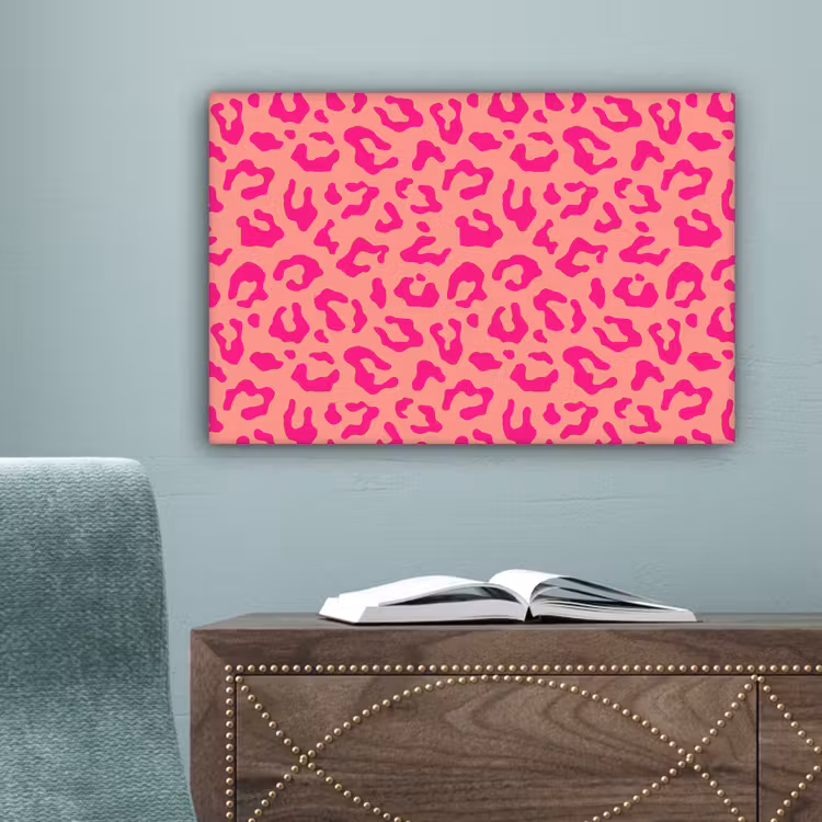 Panterprint - Roze - Dierenprint - Minimalistisch canvas 2cm klein -sfeer4