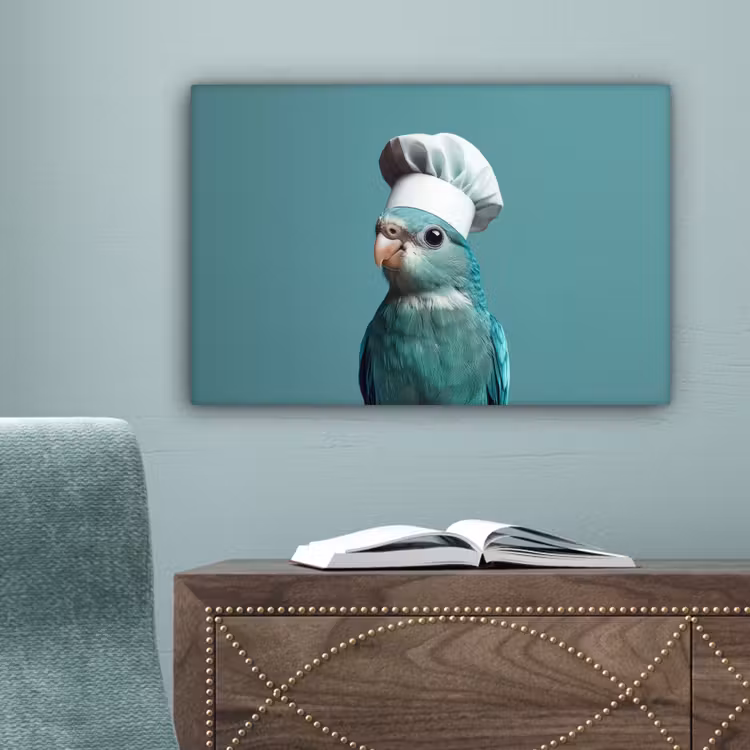 Parkiet - Vogel - Koksmuts - Cute canvas 2cm klein -sfeer4