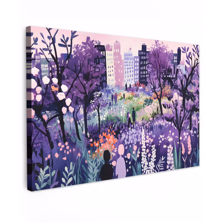 Park - Bomen - Bloemen - Gebouwen canvas 2cm klein -z3d