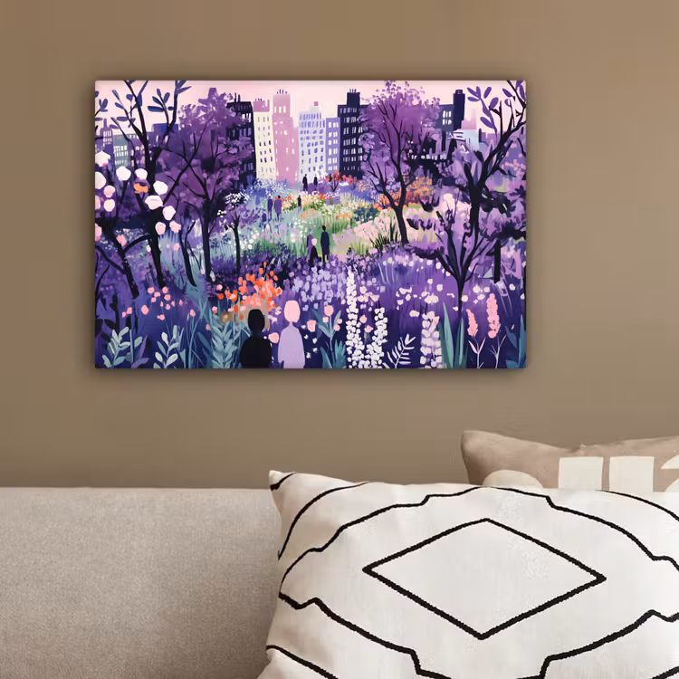 Park - Bomen - Bloemen - Gebouwen canvas 2cm klein -sfeer3