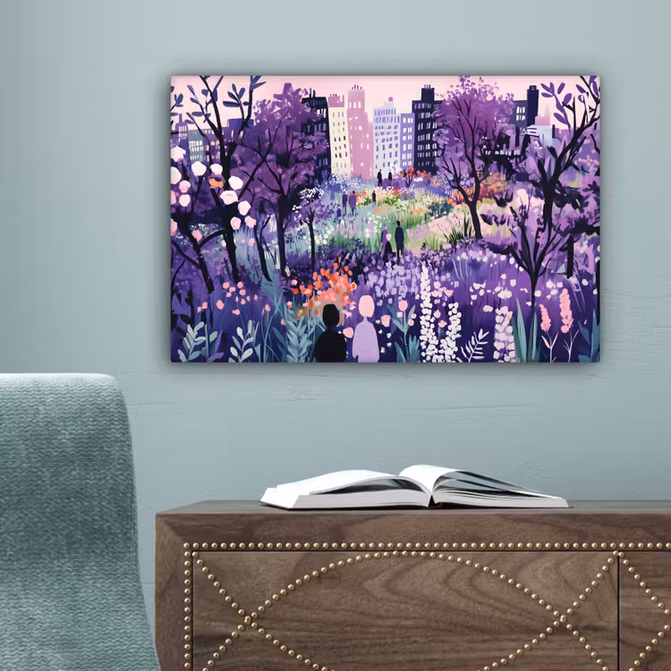 Park - Bomen - Bloemen - Gebouwen canvas 2cm klein -sfeer4