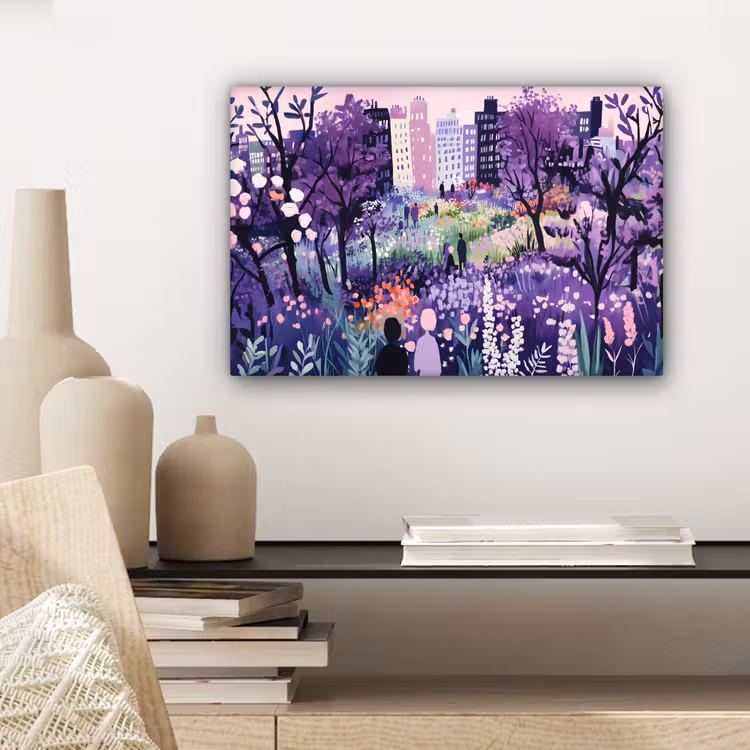 Park - Bomen - Bloemen - Gebouwen canvas 2cm klein -sfeer6