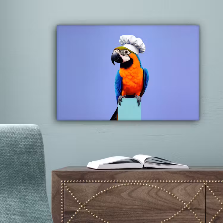 Papegaai - Koksmuts - Vogel - Leuk canvas 2cm klein -sfeer4