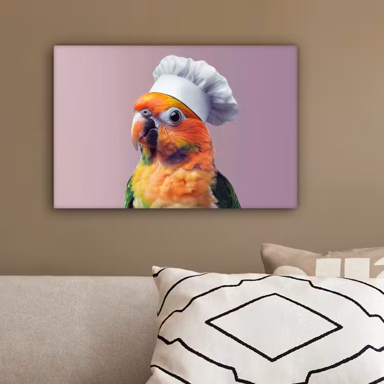 Papegaai - Koksmuts - Nieuwsgierig - Vogel canvas 2cm klein -sfeer3
