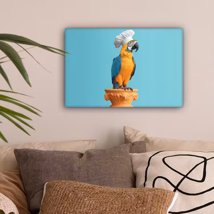 Papegaai - Koksmuts - Grappig - Vogel canvas 2cm klein -sfeer1