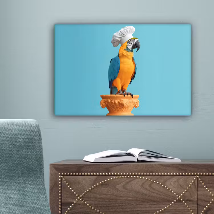 Papegaai - Koksmuts - Grappig - Vogel canvas 2cm klein -sfeer4
