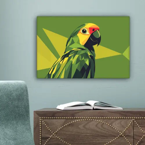 Papegaai - Groen - Snavel - Abstract canvas 2cm klein -sfeer4