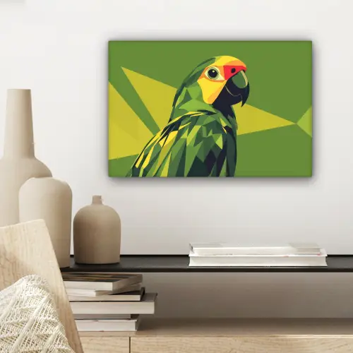 Papegaai - Groen - Snavel - Abstract canvas 2cm klein -sfeer6