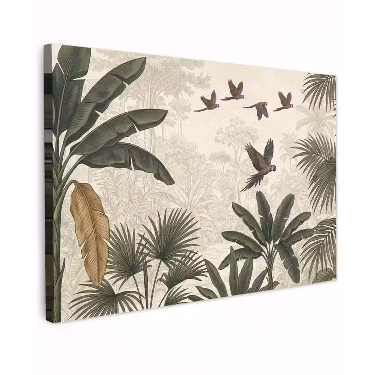 Papagaaien - Jungle - Tropisch - Green canvas 2cm klein -z3d