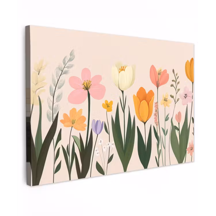Pasteltinten - Bloemen - Illustratie canvas 2cm klein -z3d