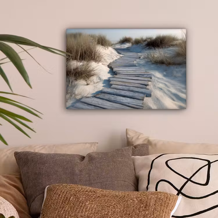Pad - Planken - Duinen - Gras canvas 2cm klein -sfeer1