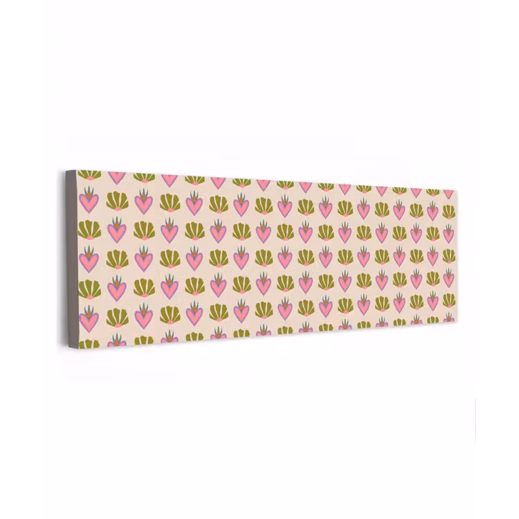 Patroon - Beige - Hartjes - Bloemen canvas 2cm klein 828 -z3d