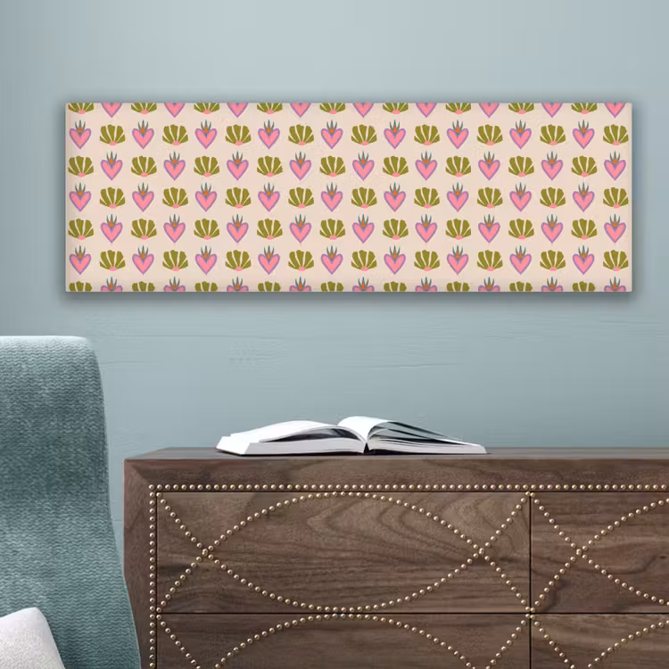Patroon - Beige - Hartjes - Bloemen canvas 2cm klein 828 -sfeer4