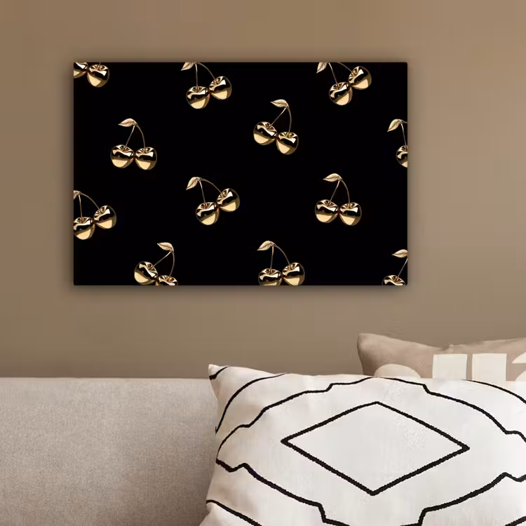 Patroon - Kersen - Goud - Chrome canvas 2cm klein -sfeer3